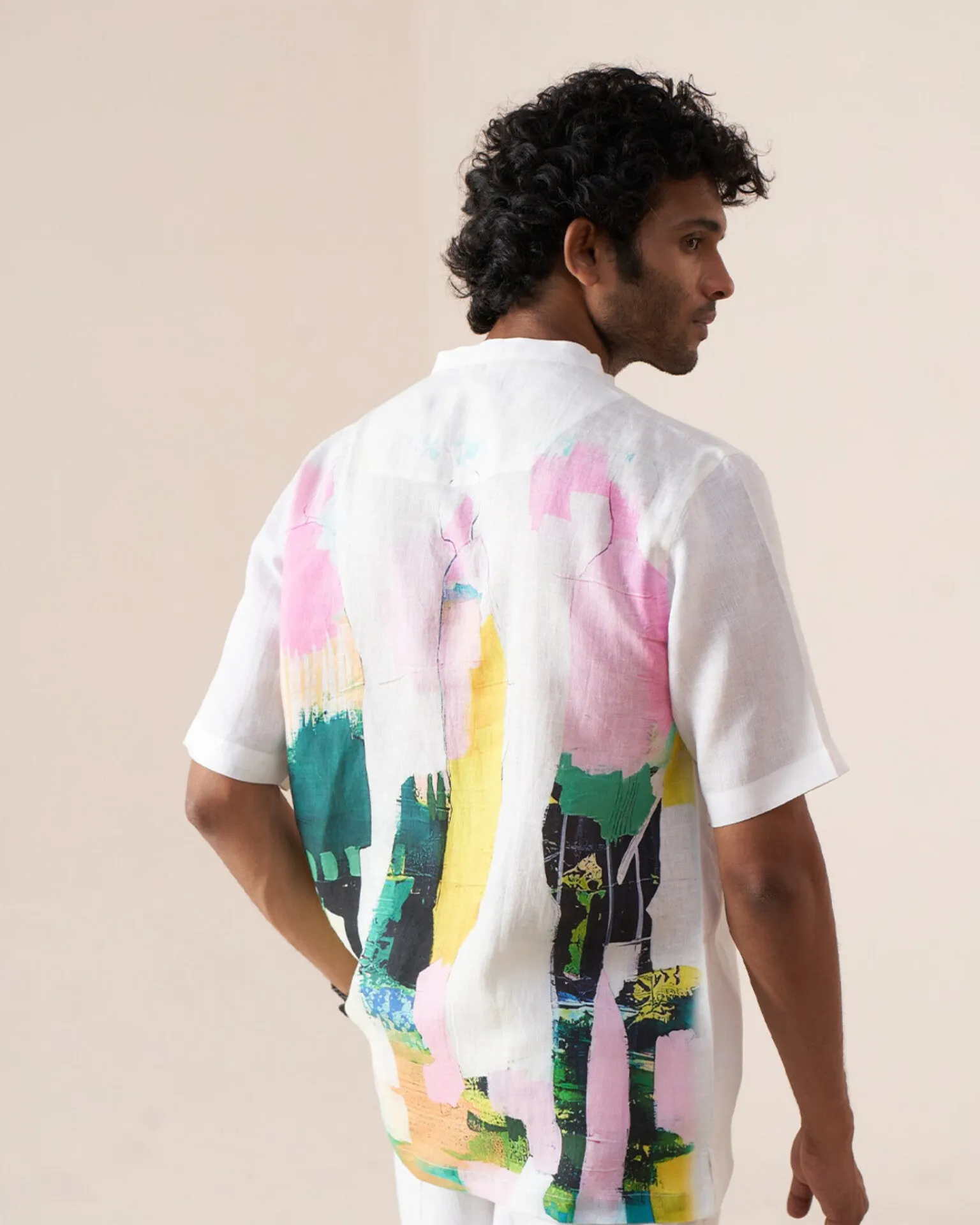 Abstract Drift (Pure Linen Short Sleeve Shirt)  AddysForMen