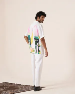 Abstract Drift (Pure Linen Short Sleeve Shirt)  AddysForMen