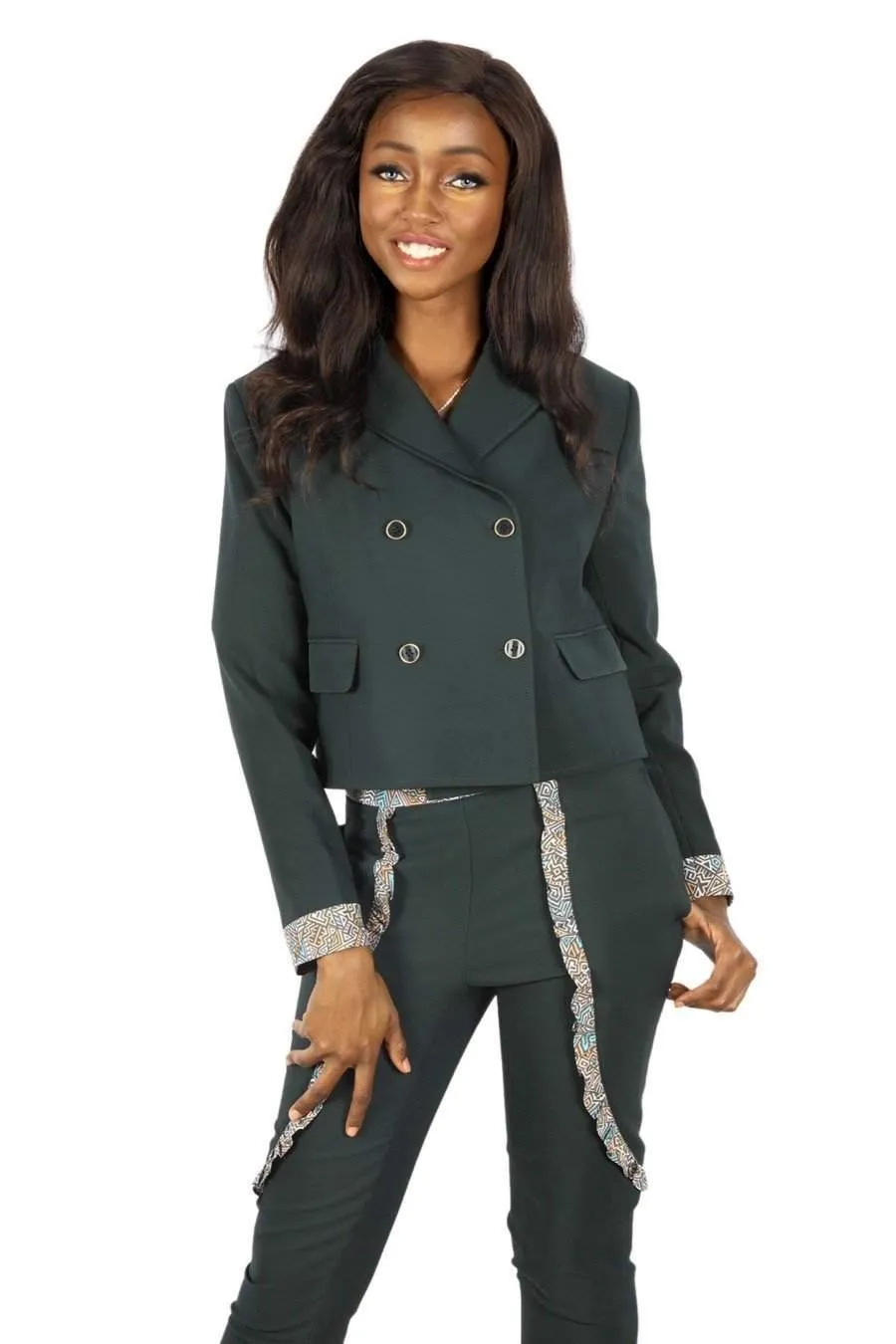 African Office Wear Suit Green
