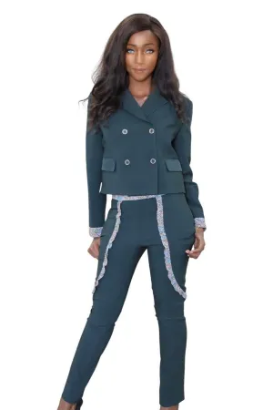 African Office Wear Suit Green
