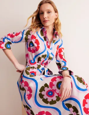 Amy Cotton Midi Shirt Dress-Multi, Geo Floret