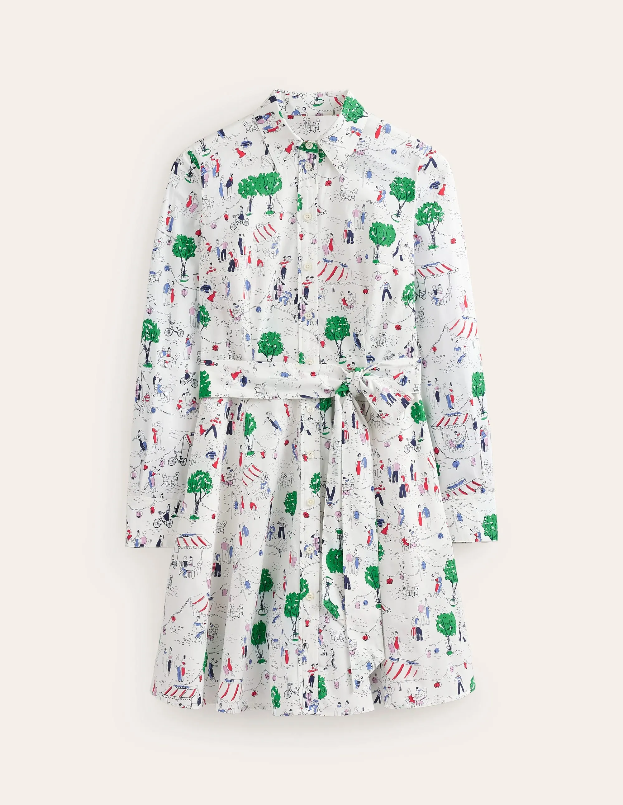Amy Cotton Short Shirt Dress-Ivory, Paris Scene