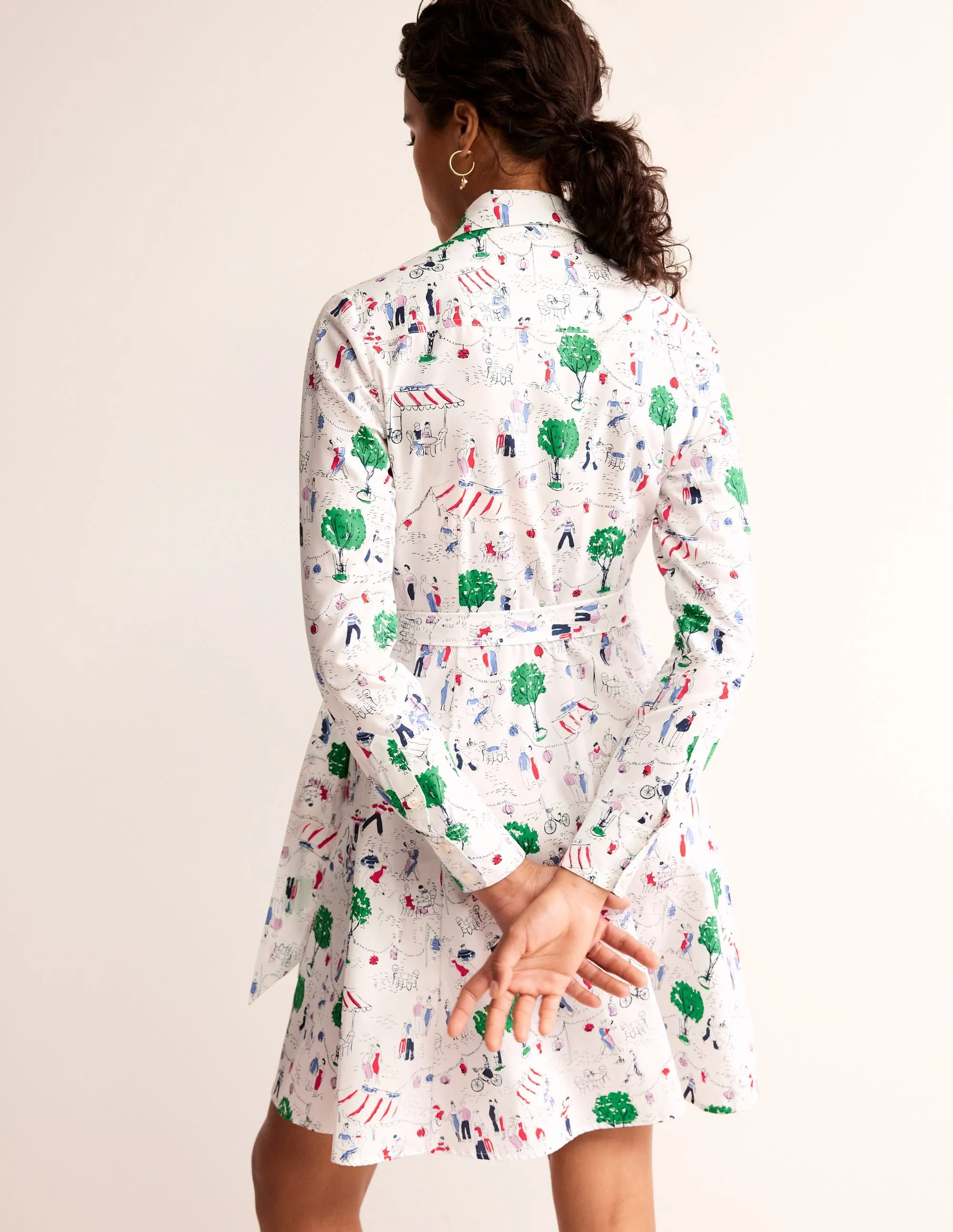 Amy Cotton Short Shirt Dress-Ivory, Paris Scene