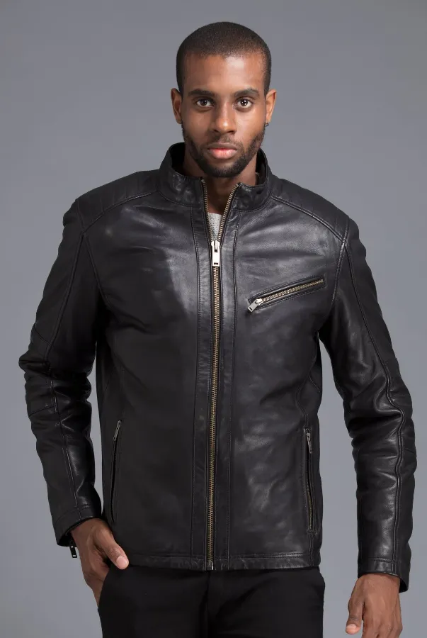 Best-Quality Black Round Neck Decant Jacket For Men’s by TJS