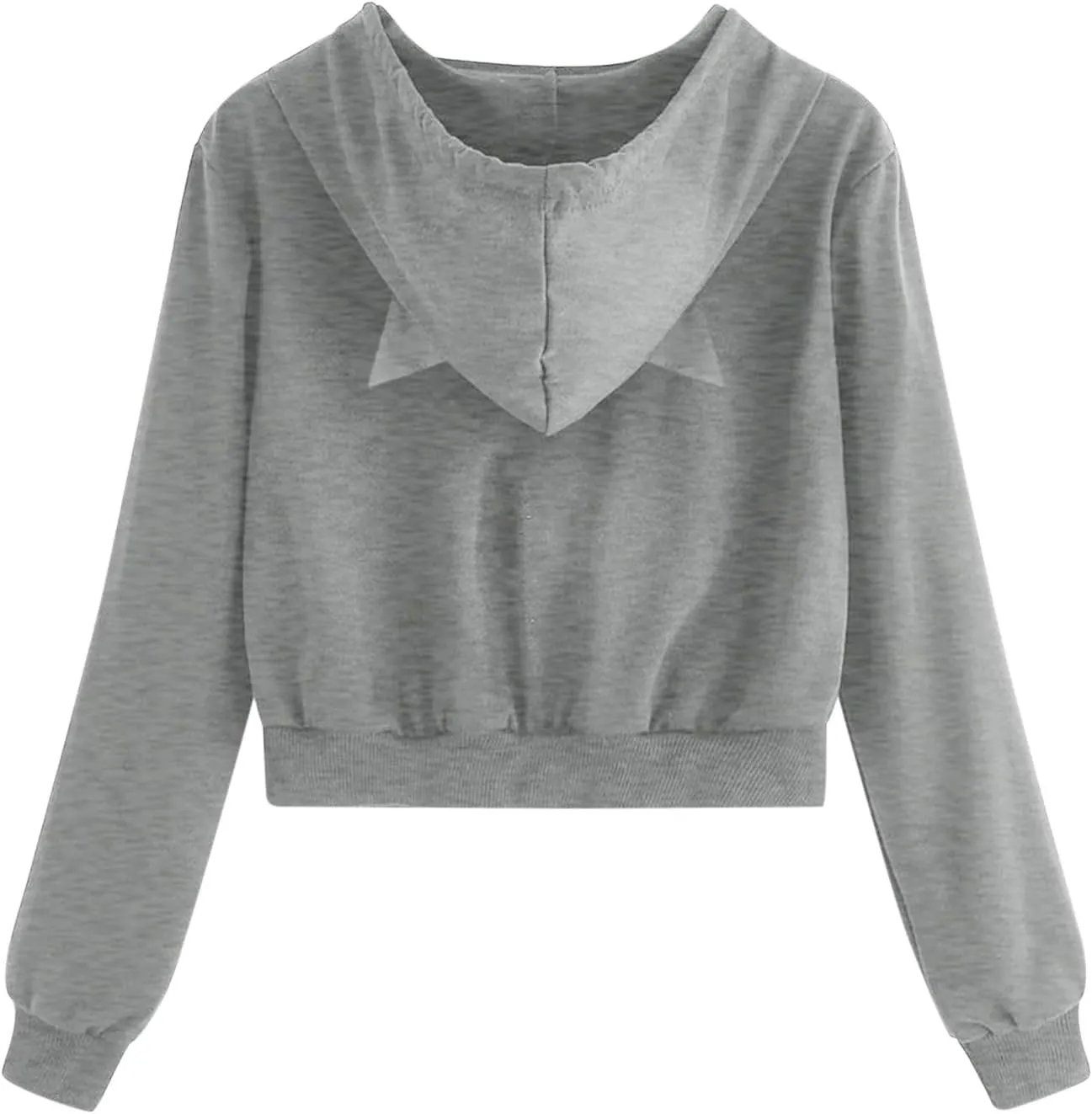 Cat Ear Hoodie Preppy Sweatshirt Womens SOlid Color Zipper Hooded Coats Pullover Long Sleeves Short Outwear Fall