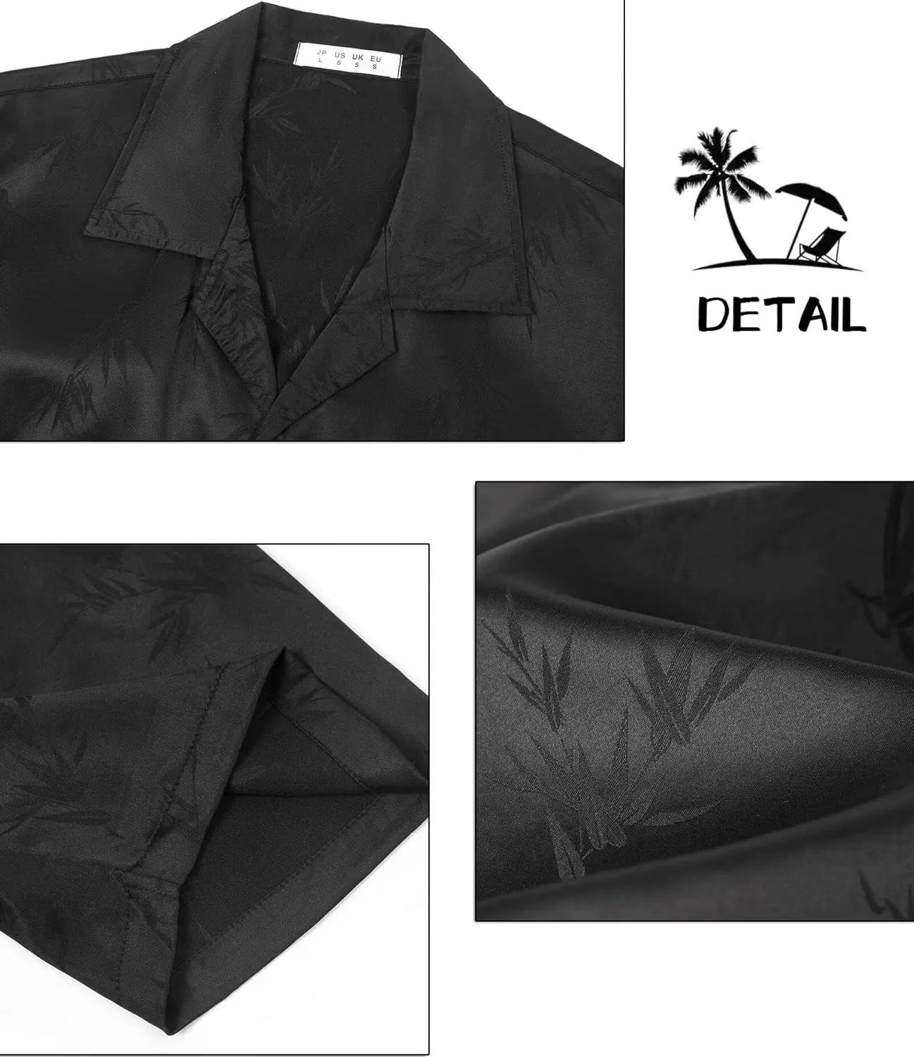 ELETOP Men's Hawaiian Shirts Summer Imitated Silk Jacquard Shirts Short Sleeve Casual Beach Shirts