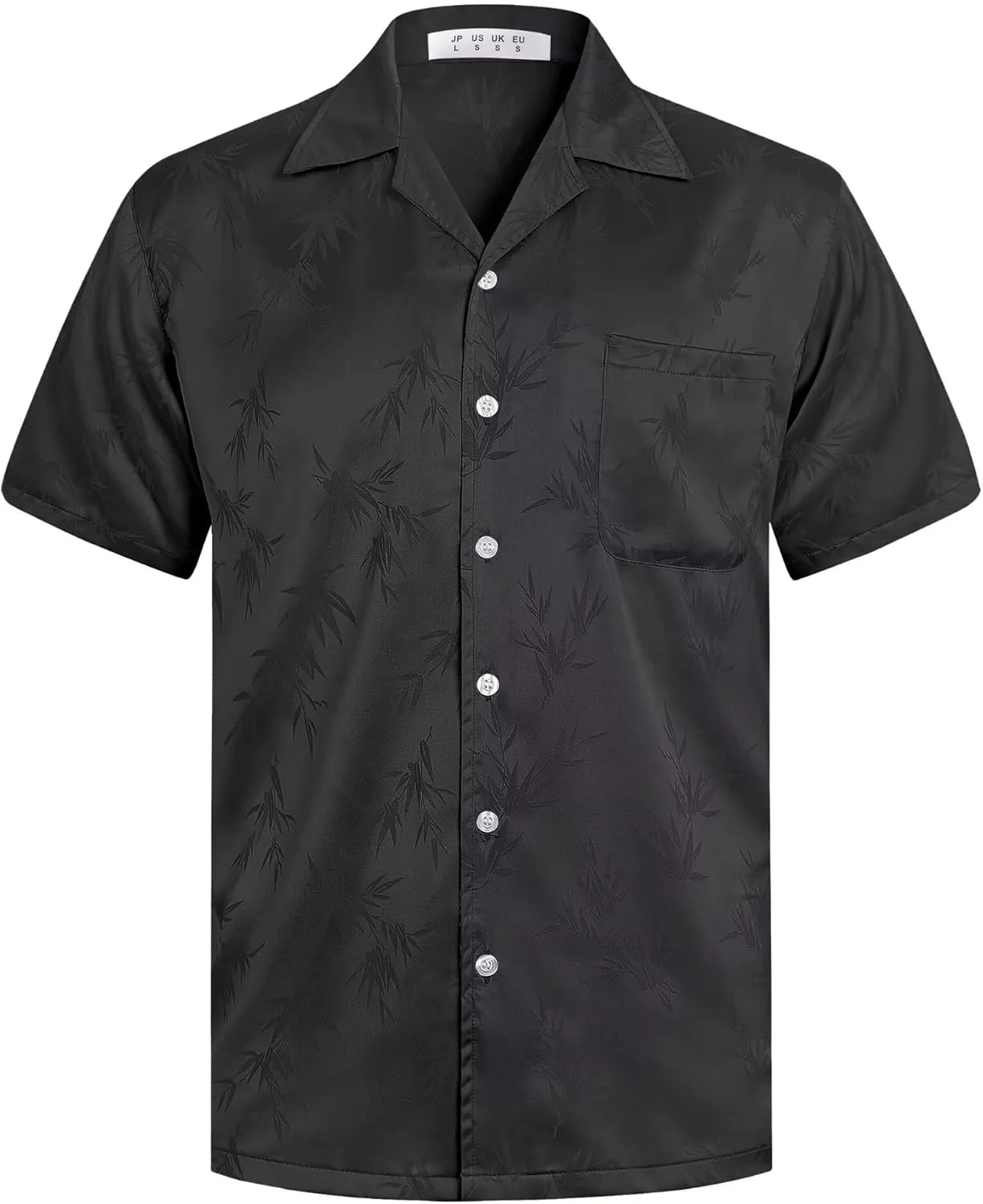 ELETOP Men's Hawaiian Shirts Summer Imitated Silk Jacquard Shirts Short Sleeve Casual Beach Shirts