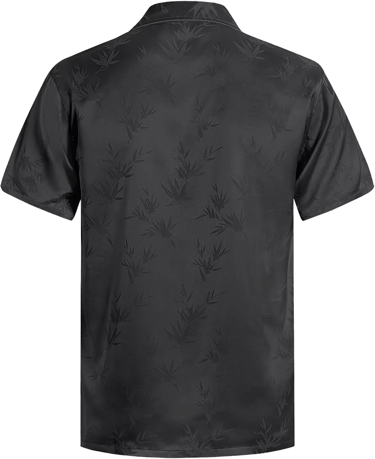ELETOP Men's Hawaiian Shirts Summer Imitated Silk Jacquard Shirts Short Sleeve Casual Beach Shirts