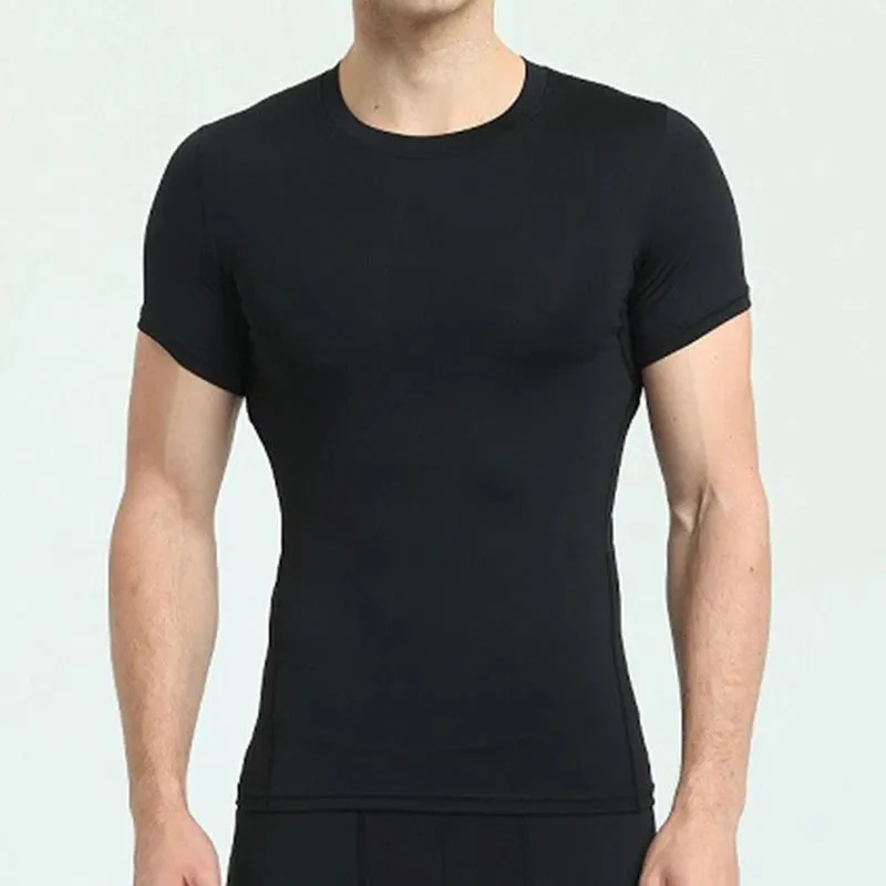 Mens Super Elastic Sport Gym Quick-drying Tops