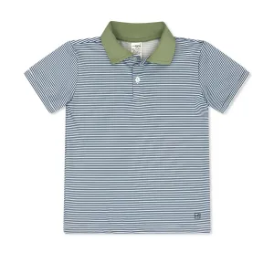 Parker Polo-Baton Rouge Blue Mini Stripe, Pistachio Green