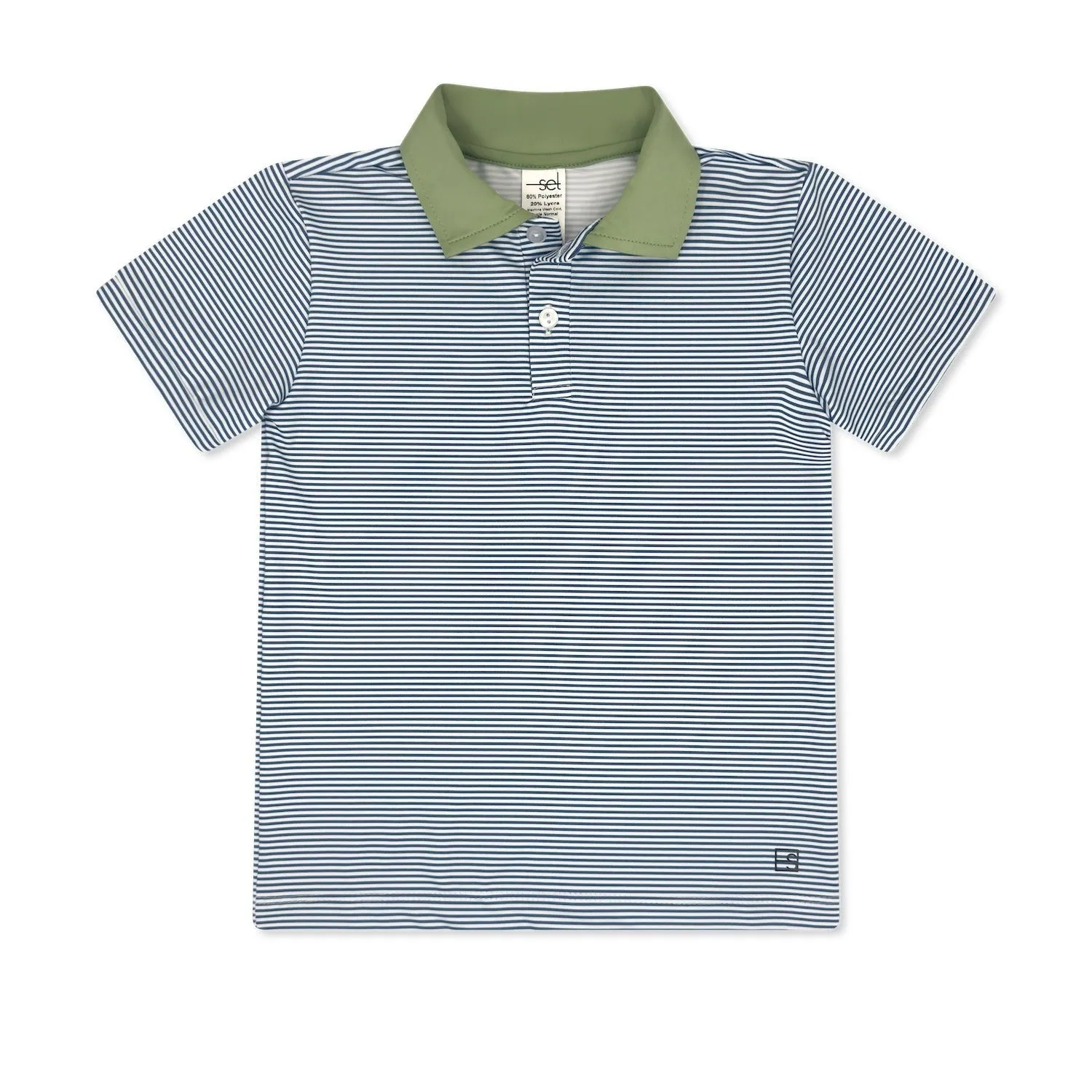 Parker Polo-Baton Rouge Blue Mini Stripe, Pistachio Green