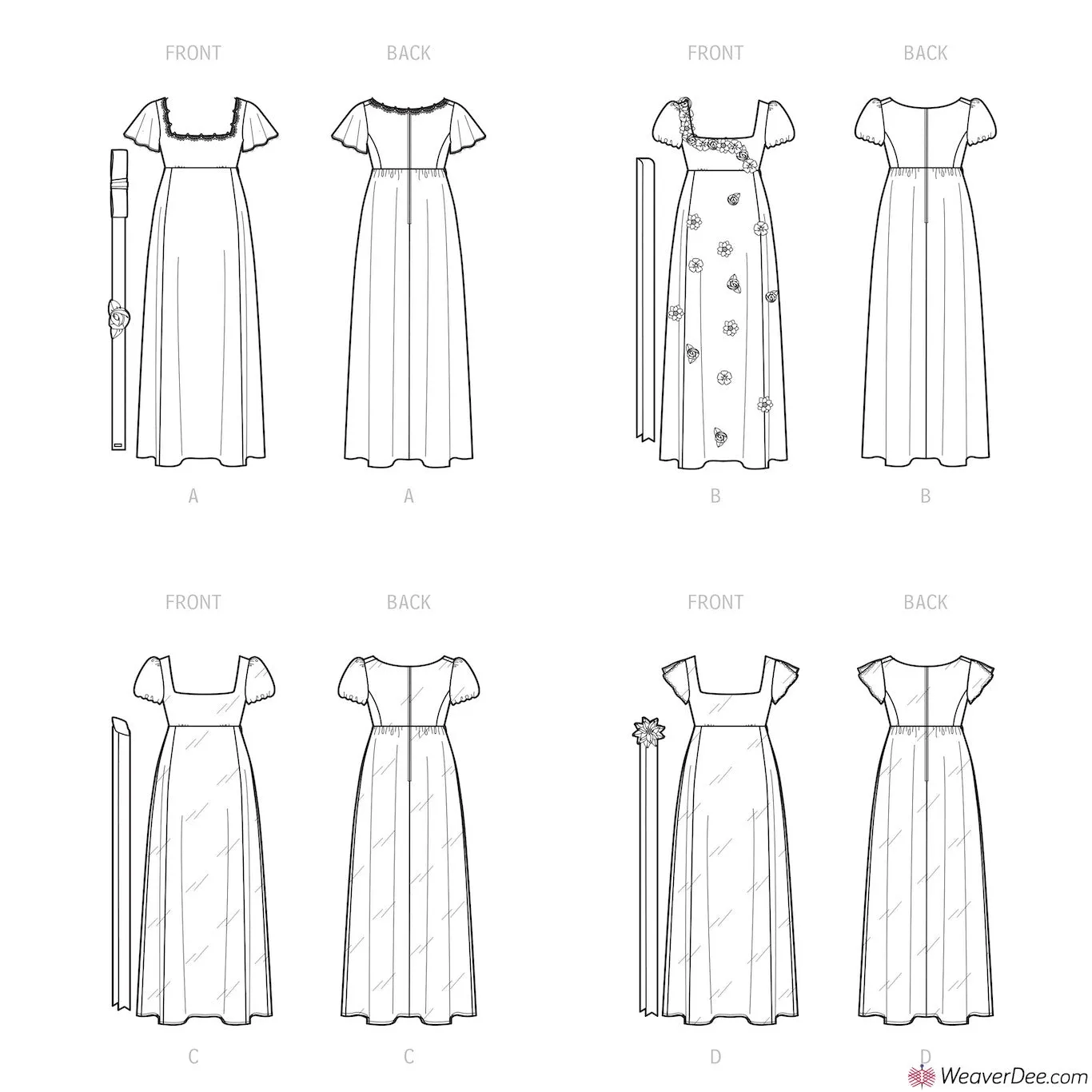 Simplicity Pattern S9434 Misses' & Women's Regency Era Style Dresses