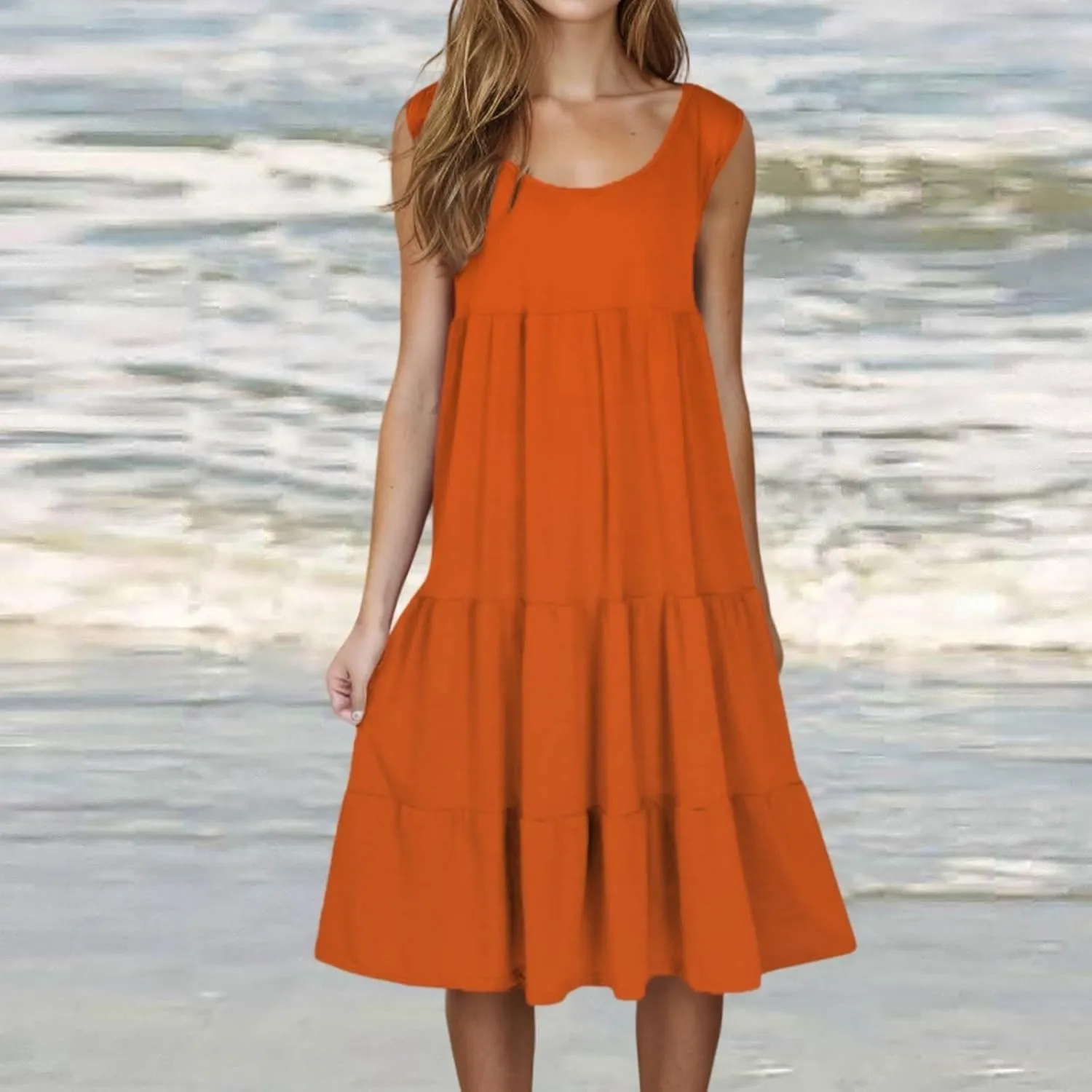 Summer Dresses for Women Plus Size Beach Dress Casual Sundresses Sexy Sleeveless Dress Flowy Midi