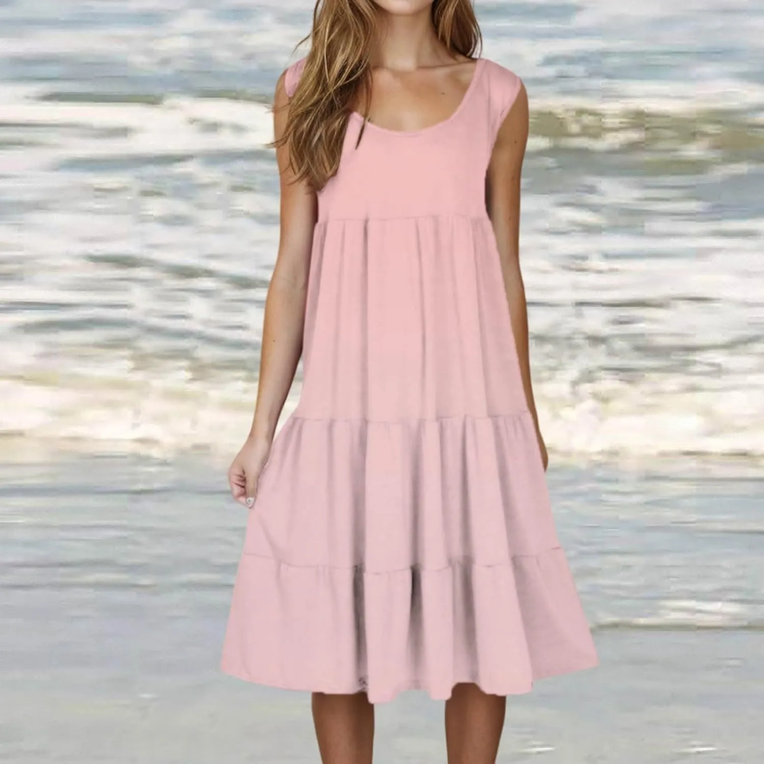 Summer Dresses for Women Plus Size Beach Dress Casual Sundresses Sexy Sleeveless Dress Flowy Midi