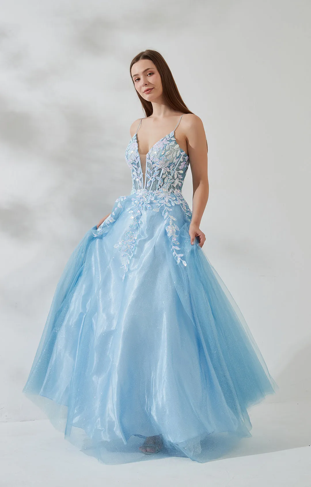 Sweetheart Neck Split Sequins Multi Layers Mesh Dresses
