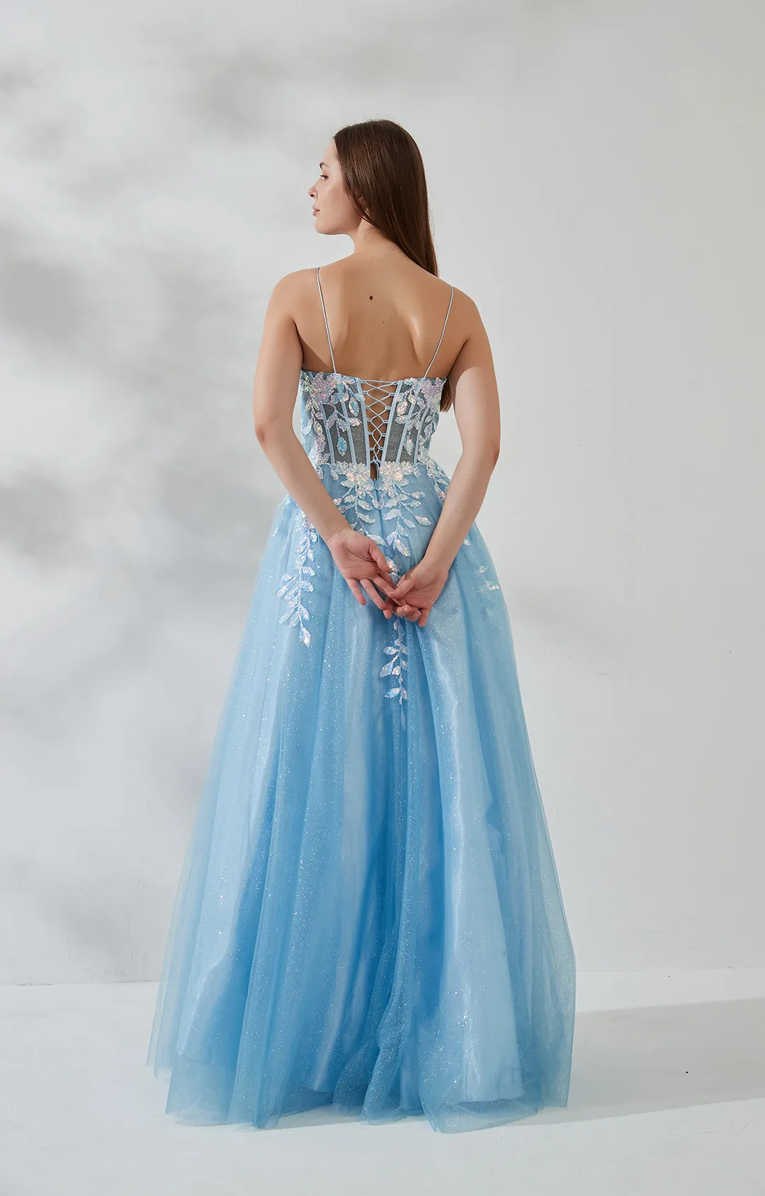 Sweetheart Neck Split Sequins Multi Layers Mesh Dresses