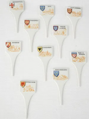 Vintage porcelain cheese labels x 10