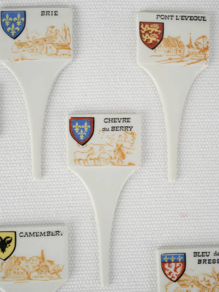 Vintage porcelain cheese labels x 10