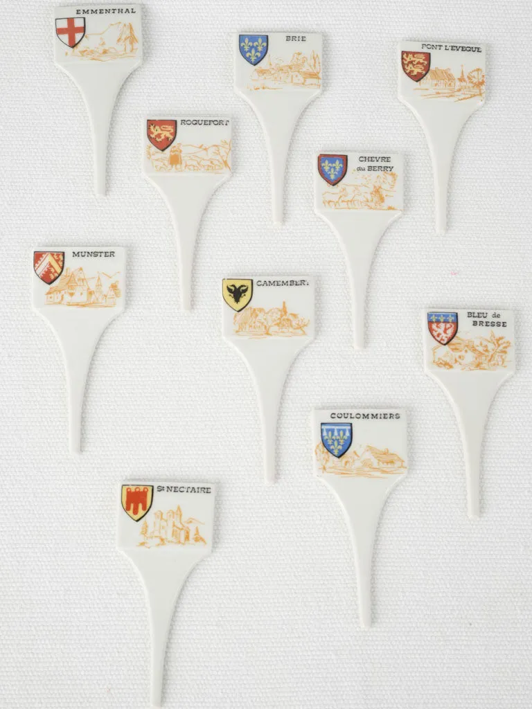 Vintage porcelain cheese labels x 10