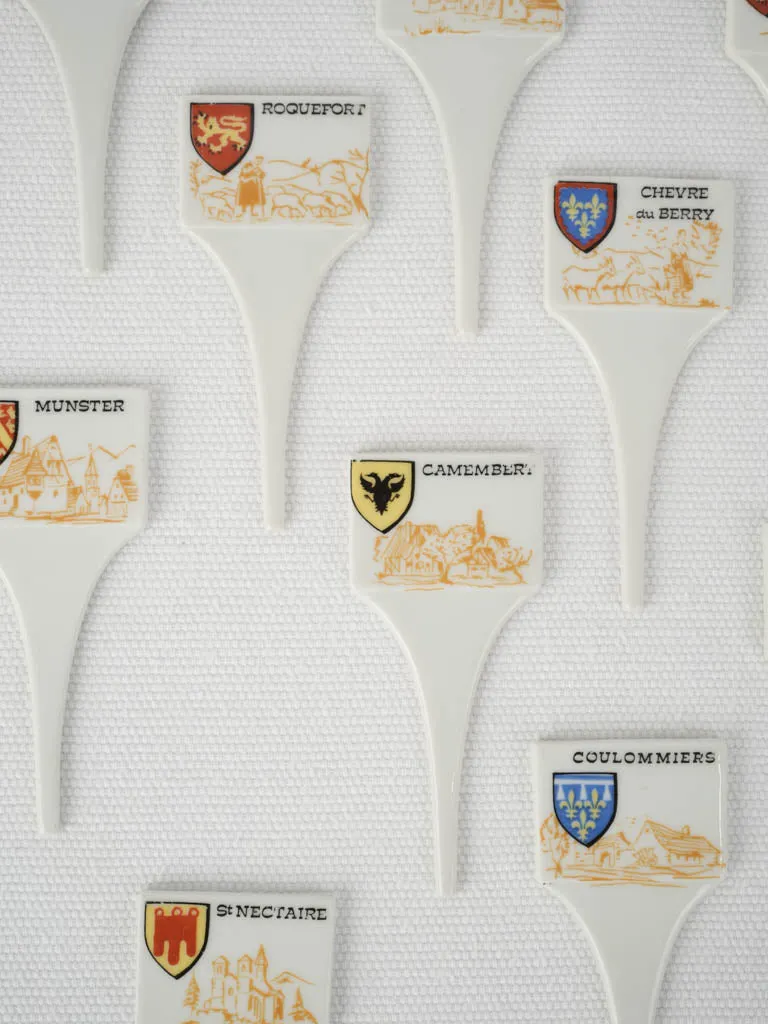 Vintage porcelain cheese labels x 10