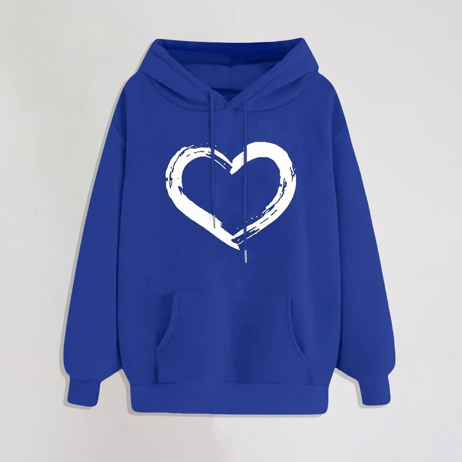 Womens Oversized Graphic Hoodies Casual Long Sleeve Heart Print Pullover Comfort Pocket Long Zip up Hoodie